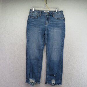 Vigoss Jeans Womens Size 30 Stevie Straight‎ Leg Distressed Medium Wash Denim